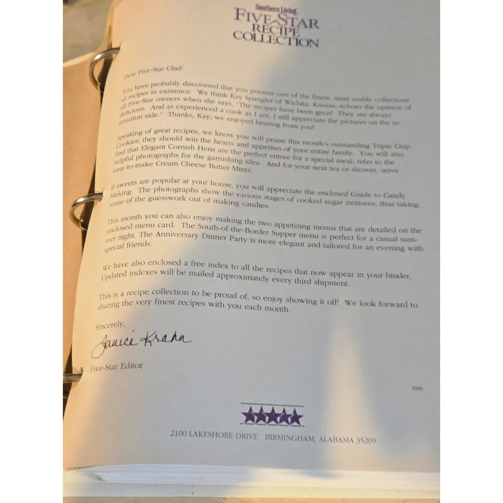 Southern Living Vols 1 & 2 Five-Star Recipe Collection 3 Ring Binders
